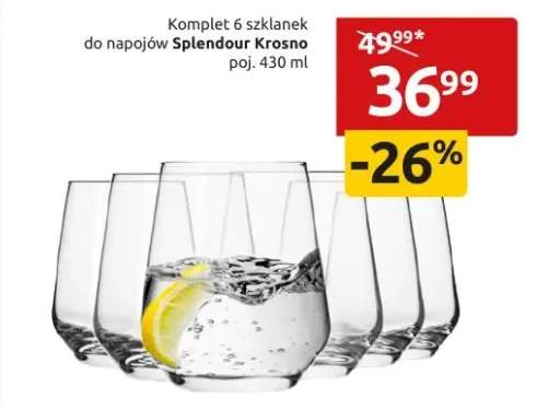 Komplet 6 szklanek do napojów Splendour Krosno poj. 430 ml