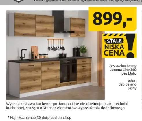 Zestaw kuchenny Junona Line 240 bez blatu dąb delano jasny Black Red White