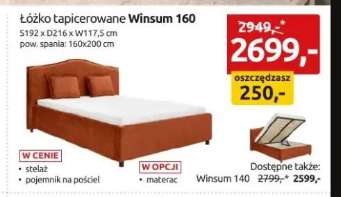 Łóżko tapicerowane Winsum 160 +1 wariant