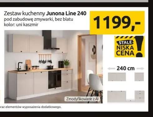 Zestaw kuchenny Junona Line 240 pod zabudowę zmywarki bez blatu uni kaszmir