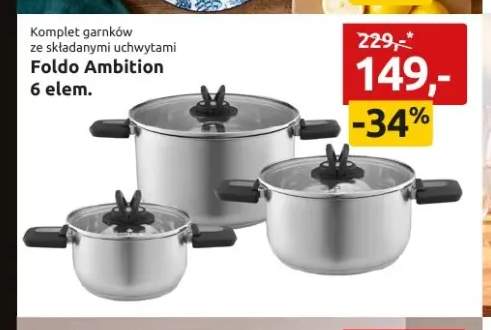 Komplet garnków ze składanymi uchwytami Foldo Ambition 6 elem.